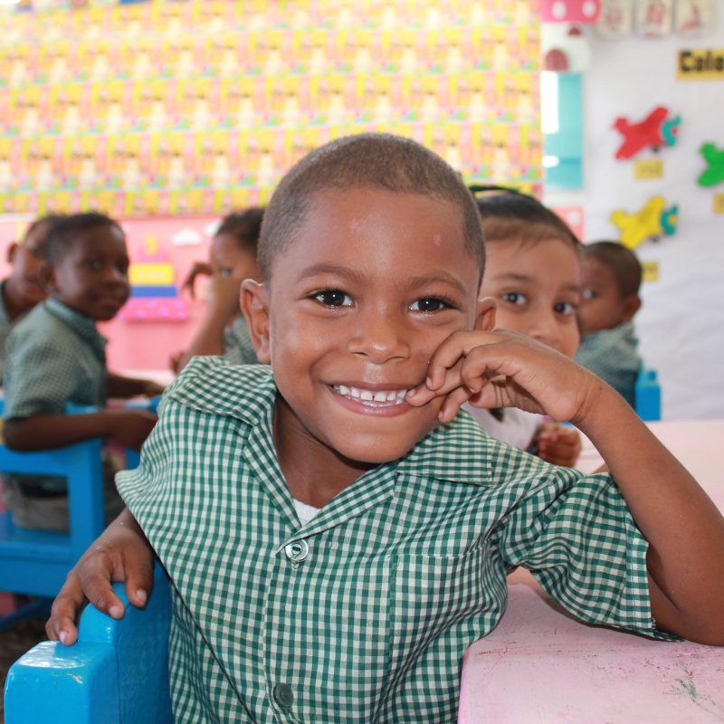 This student is among the 8,700 school children living in hinterland and riverine areas who benefitted from the GPE-supported program. Beach View Nursery. Credit: GPE/Carolina Valenzuela
