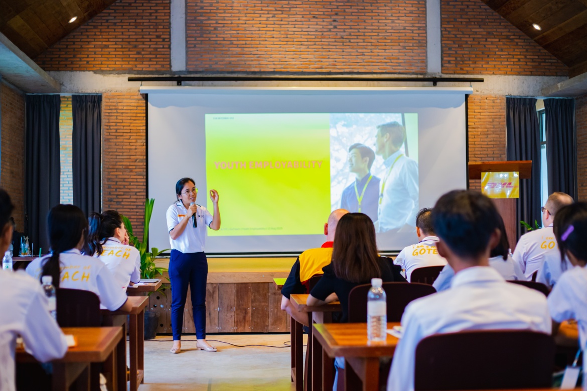 DHL Cambodia staff run a Youth employability training session. Credit: Teach For Cambodia